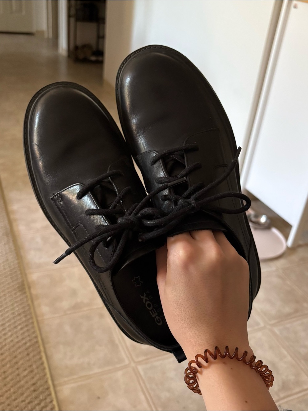Geox Black Leather Oxford Shoes